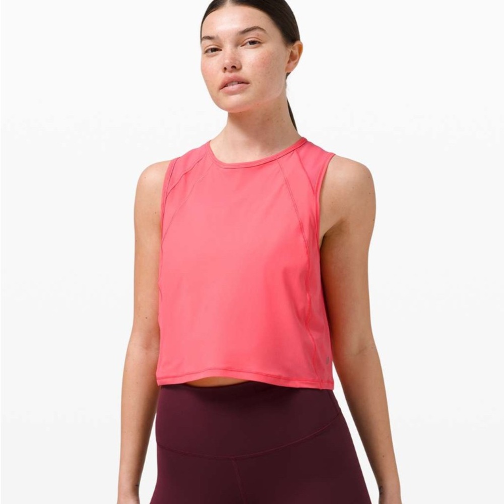 Lululemon crop sculpt tank Guava Pink Sz best for L